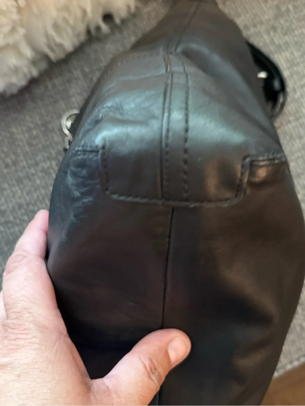 Coach F17116 Black Leather Hobo Shoulder Bag